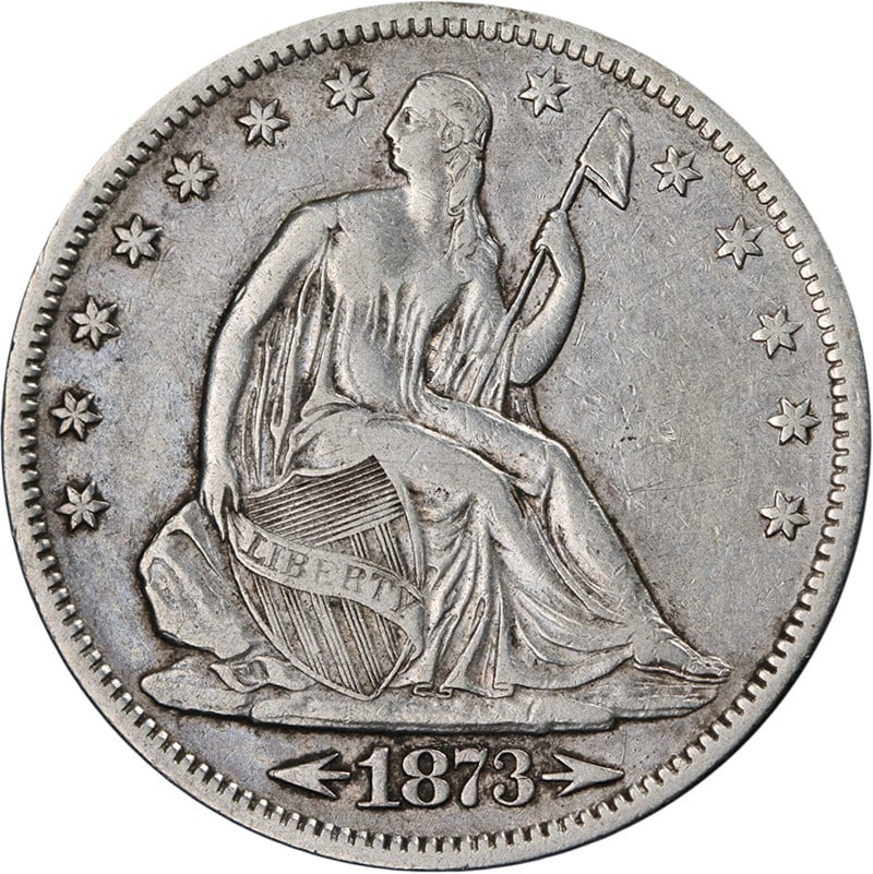 Key Date 1873-S Seated Liberty Half Dollar Silver Coin VF/XF With Arrows: Key Date 1873-S Seated Liberty Half Dollar Silver Coin VF/XF With Arrows This is an original 1873-S Seated Half Dollar 'Arrows', a key date coin known for its appealing strike, attractive color, and w