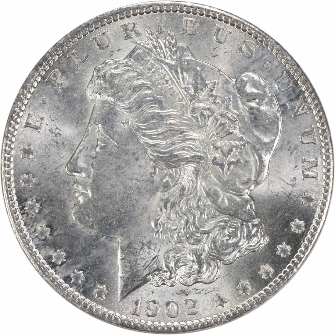 1902-O Morgan Silver Dollar Choice BU Uncertified Coin: 1902-O Morgan Silver Dollar Choice BU Uncertified Coin This 1902-O Morgan Silver Dollar is a stunning piece, featuring a composition of pure silver and graded as Choice Brilliant Uncirculated (BU). It
