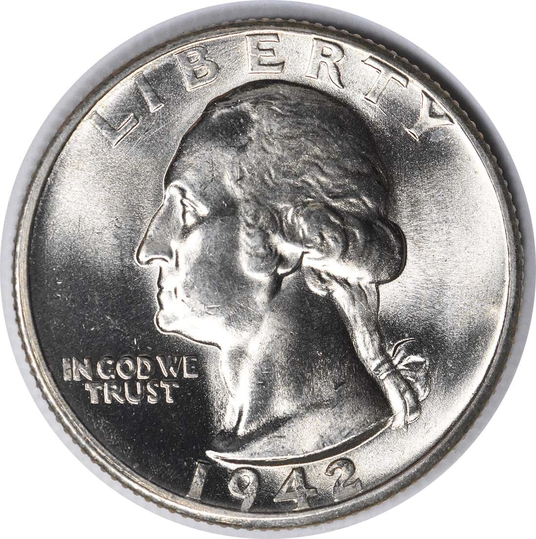 1942-D Silver 25C Washington Quarter DDR FS-801 Choice BU Uncertified: 1942-D Silver 25C Washington Quarter DDR FS-801 Choice BU Uncertified This 1942-D Washington Silver Quarter features a Doubled Die Reverse (DDR FS-801) and is graded as Choice Brilliant Uncirculated.