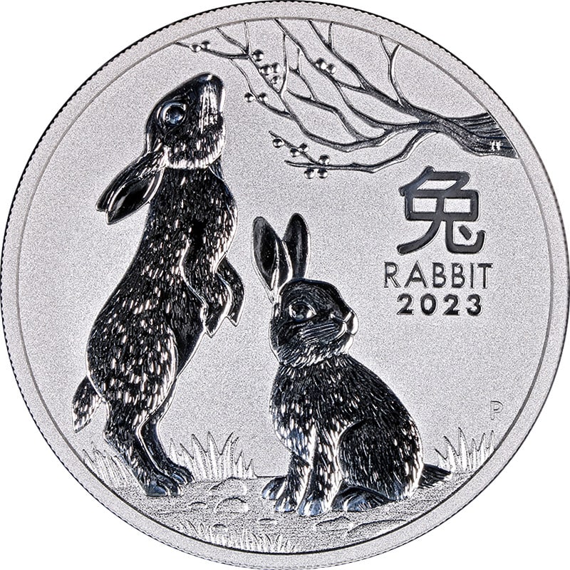2023 Lunar Rabbit Series III 1 oz Silver Coin from Australia BU: 2023 Lunar Rabbit Series III 1 oz Silver Coin from Australia BU This is a 2023 Australia 1 oz Silver Lunar Rabbit bullion coin from Series III. Struck in 0.999 fine silver, this uncirculated coin feat