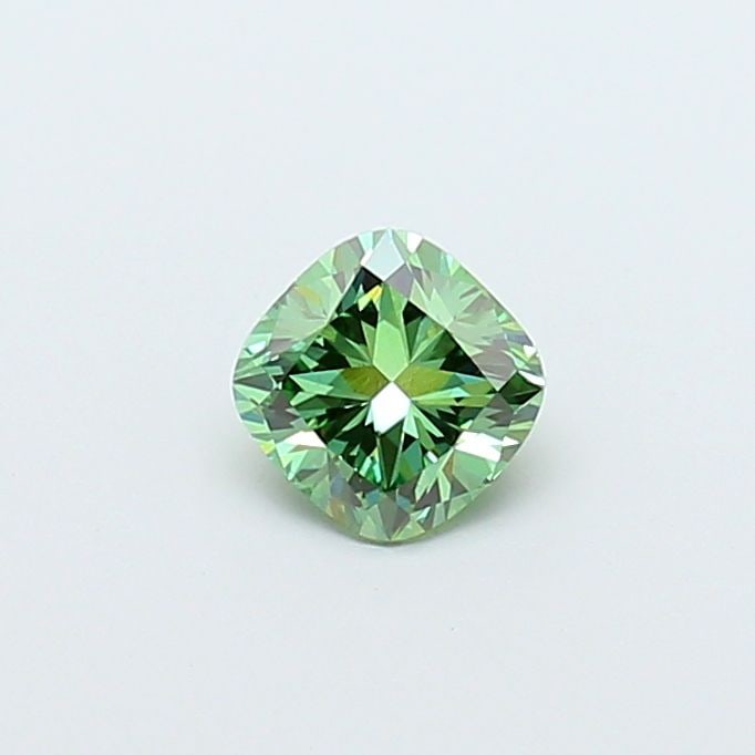 Loose Diamond - CUSHION MODIFIED 0.91ct Fancy Vivid Green VS2: Loose Diamond - CUSHION MODIFIED 0.91ct Fancy Vivid Green VS2 Source: This is a real non-mined Diamond that has been grown in a lab Shape: CUSHION MODIFIED Carats: 0.91 Color: Fancy Vivid Green Certif