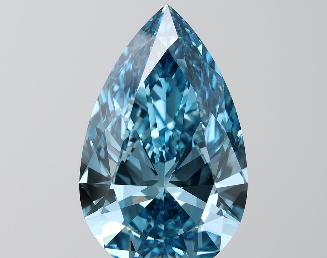 Loose Diamond - PEAR 12.08ct Fancy Vivid Blue VS1: Loose Diamond - PEAR 12.08ct Fancy Vivid Blue VS1 Source: This is a real non-mined Diamond that has been grown in a lab Shape: PEAR Carats: 12.08 Color: Fancy Vivid Blue Certification: IGI Video: