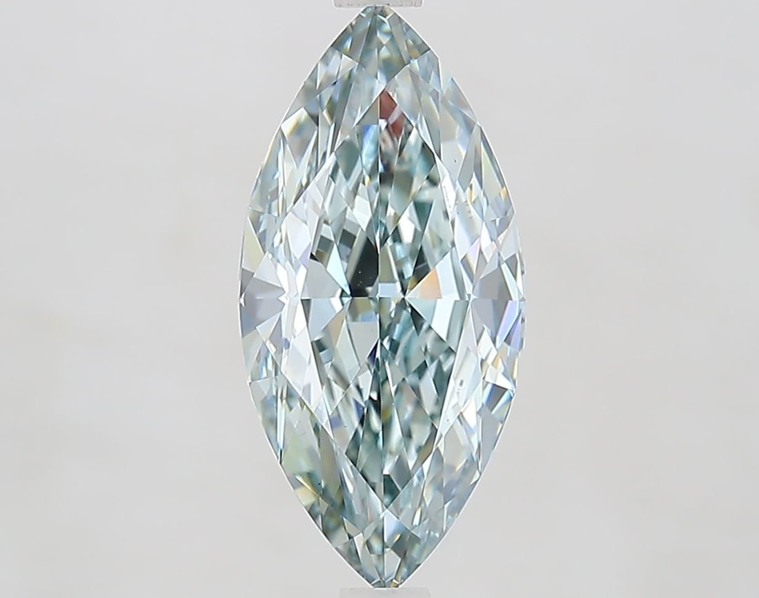 Loose Diamond - MARQUISE 3.06ct Fancy Blueish Green VS1: Loose Diamond - MARQUISE 3.06ct Fancy Blueish Green VS1 Source: This is a real non-mined Diamond that has been grown in a lab Shape: MARQUISE Carats: 3.06 Color: Fancy Blueish Green Certification: IGI