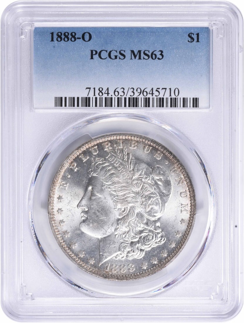 1888-O MS63 Morgan Silver Dollar PCGS Uncirculated 90% Silver Coin: 1888-O MS63 Morgan Silver Dollar PCGS Uncirculated 90% Silver Coin This 1888-O Morgan Silver Dollar, graded MS63 by PCGS, is a stunning example of American numismatic history. Struck in New Orleans, t