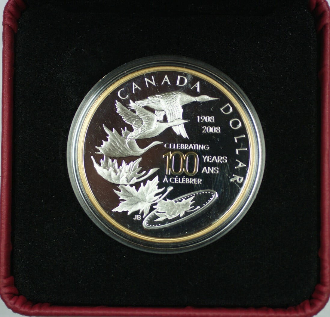 Canada 2008 Proof Silver Dollar Centennial Edition in Original Mint Packaging: Canada 2008 Proof Silver Dollar Centennial Edition in Original Mint Packaging This 2008 Canada Proof Silver Dollar commemorates the 100 Year Anniversary with a special edition release. Struck in 0.925