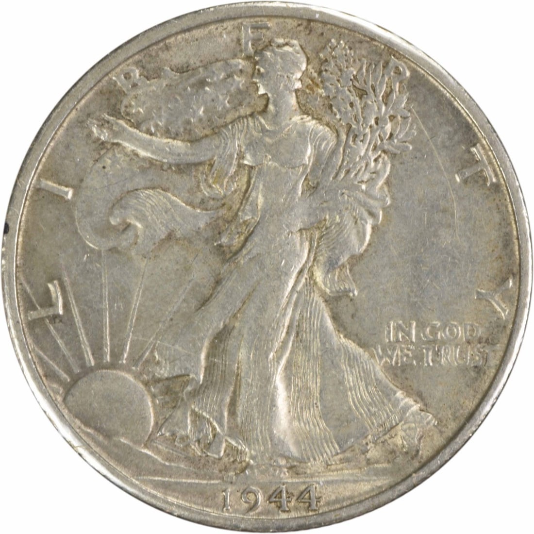 1944-S Walking Liberty Half Dollar 50C Choice EF Uncertified: 1944-S Walking Liberty Half Dollar 50C Choice EF Uncertified This beautiful 1944-S/S Walking Liberty Half Dollar features a striking design by Adolph Alexander Weinman. It is composed of 90% silver an