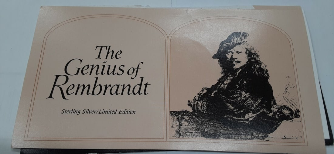 Rembrandt The Three Trees Sterling Silver Proof Medal in Franklin Mint Card: Rembrandt The Three Trees Sterling Silver Proof Medal in Franklin Mint Card This Franklin Mint Genius of Rembrandt proof medal features 'The Three Trees' design. Struck in sterling (.925) silver, the