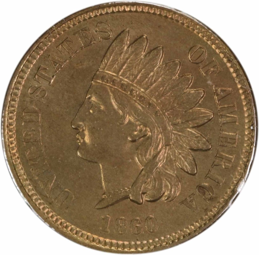 1860 Indian Head Cent Pointed Bust Choice BU Uncertified: 1860 Indian Head Cent Pointed Bust Choice BU Uncertified This 1860 Indian Cent features a Pointed Bust design, known for its distinct profile. It is ungraded but classified as Choice Brilliant Uncircu