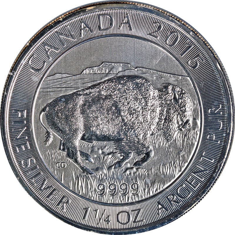 PCGS MS70 First Strike 2015 $8 Silver Bison Coin 1.25 oz Canada: PCGS MS70 First Strike 2015 $8 Silver Bison Coin 1.25 oz Canada This original 2015 Canada Silver $8 Bison coin contains 1.25 ounces of .999 fine silver. It is certified by PCGS with a grade of MS70 an