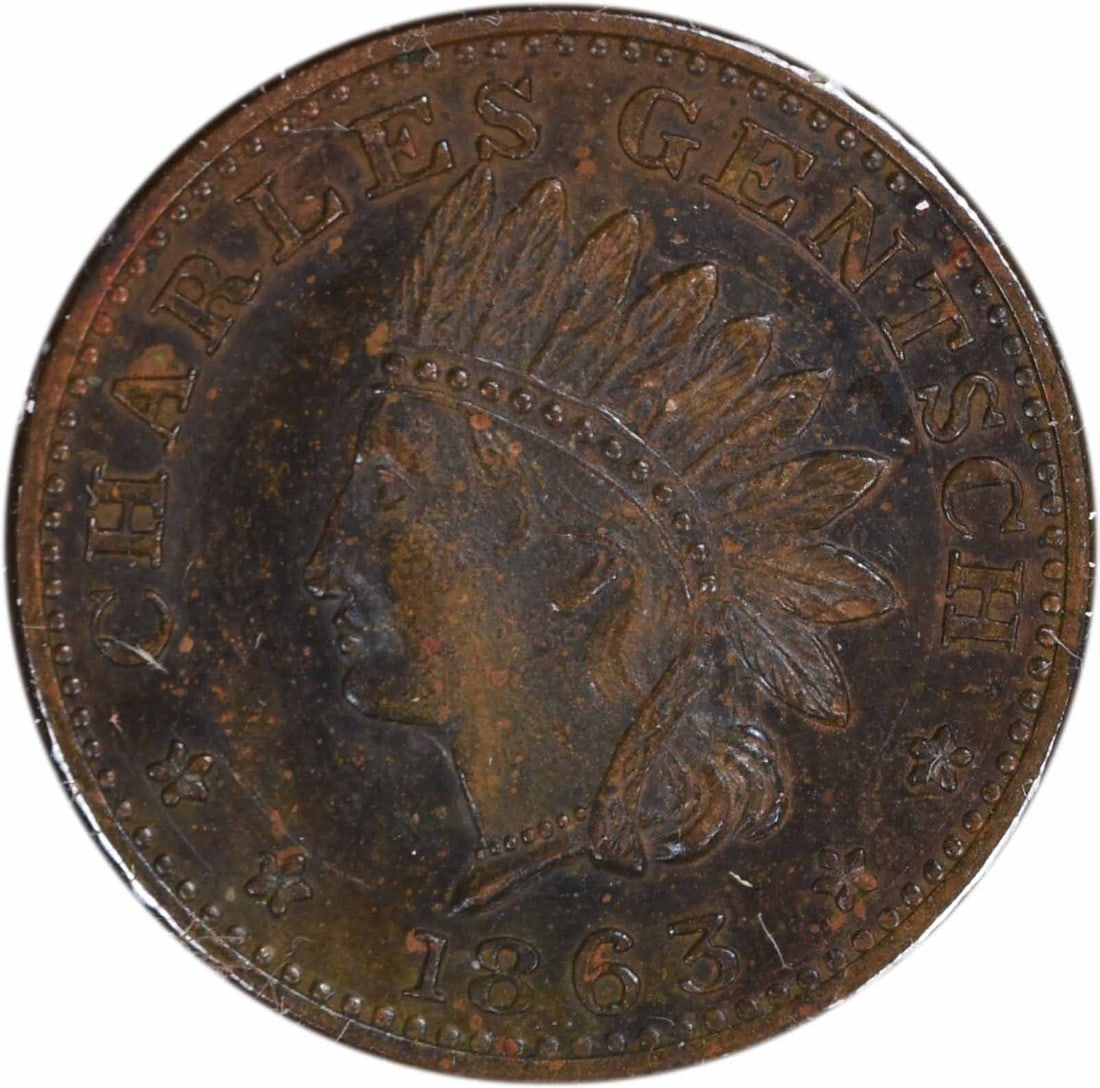 Copper 1863 New York Civil War Token NY-630-AC Uncirculated Store Card: Copper 1863 New York Civil War Token NY-630-AC Uncirculated Store Card This 1863 Civil War token store card from New York is an uncirculated copper piece originating from the United States. It is iden