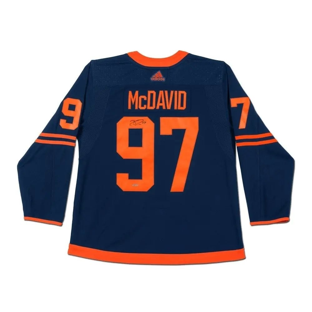 Connor McDavid Autographed Edmonton Oilers Authentic Jersey: Connor McDavid Autographed Edmonton Oilers Authentic Jersey This authentic Edmonton Oilers jersey is autographed by Connor McDavid, one of the league's top players. The jersey is original and features