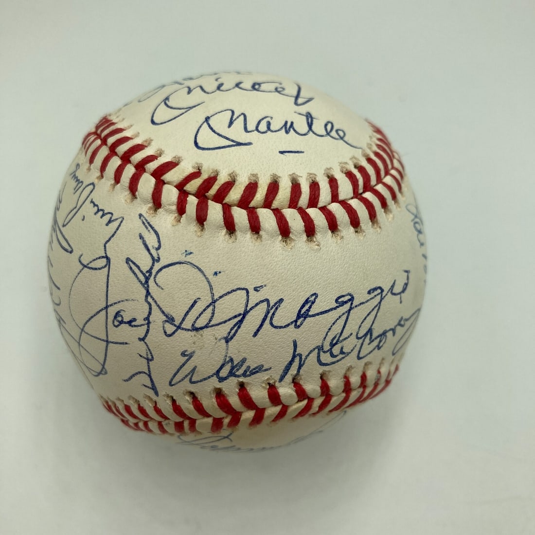 Baseball With 29 Milestone Player Signatures Including Mantle DiMaggio JSA COA: Baseball With 29 Milestone Player Signatures Including Mantle DiMaggio JSA COA This is an original baseball featuring 29 signatures from legendary players, each recognized for reaching historic milest