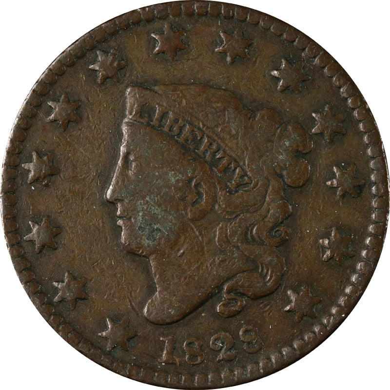 Copper Large Cent United States 1828 Small Date Circulated (1 of 2)
