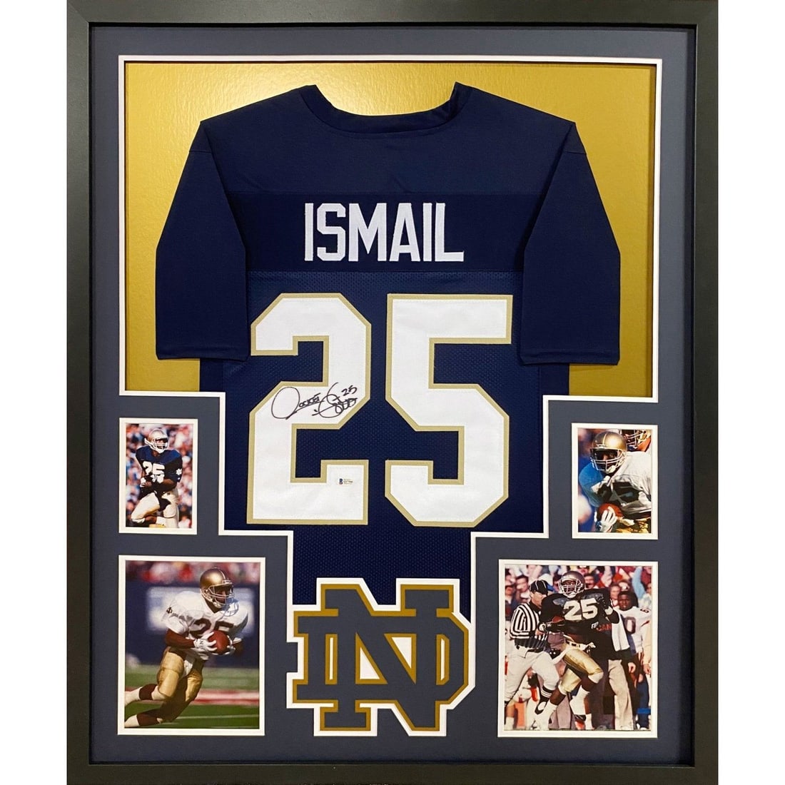 Rocket Ismail Autographed Framed Jersey Notre Dame JSA Authenticated: Rocket Ismail Autographed Framed Jersey Notre Dame JSA Authenticated This autographed framed jersey of Rocket Ismail is a must-have for any Notre Dame fan. Authenticated by JSA, a leading provider in