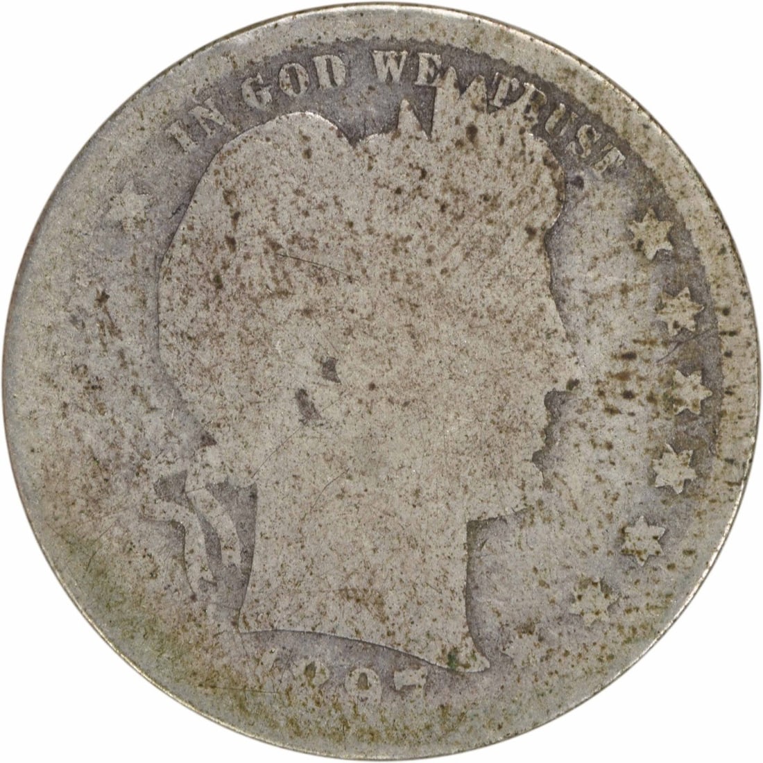 1897-S Barber Quarter 90% Silver AG Uncertified San Francisco: 1897-S Barber Quarter 90% Silver AG Uncertified San Francisco This 1897-S Barber Silver Quarter is a remarkable piece of American numismatic history. Struck at the San Francisco Mint, this coin featur