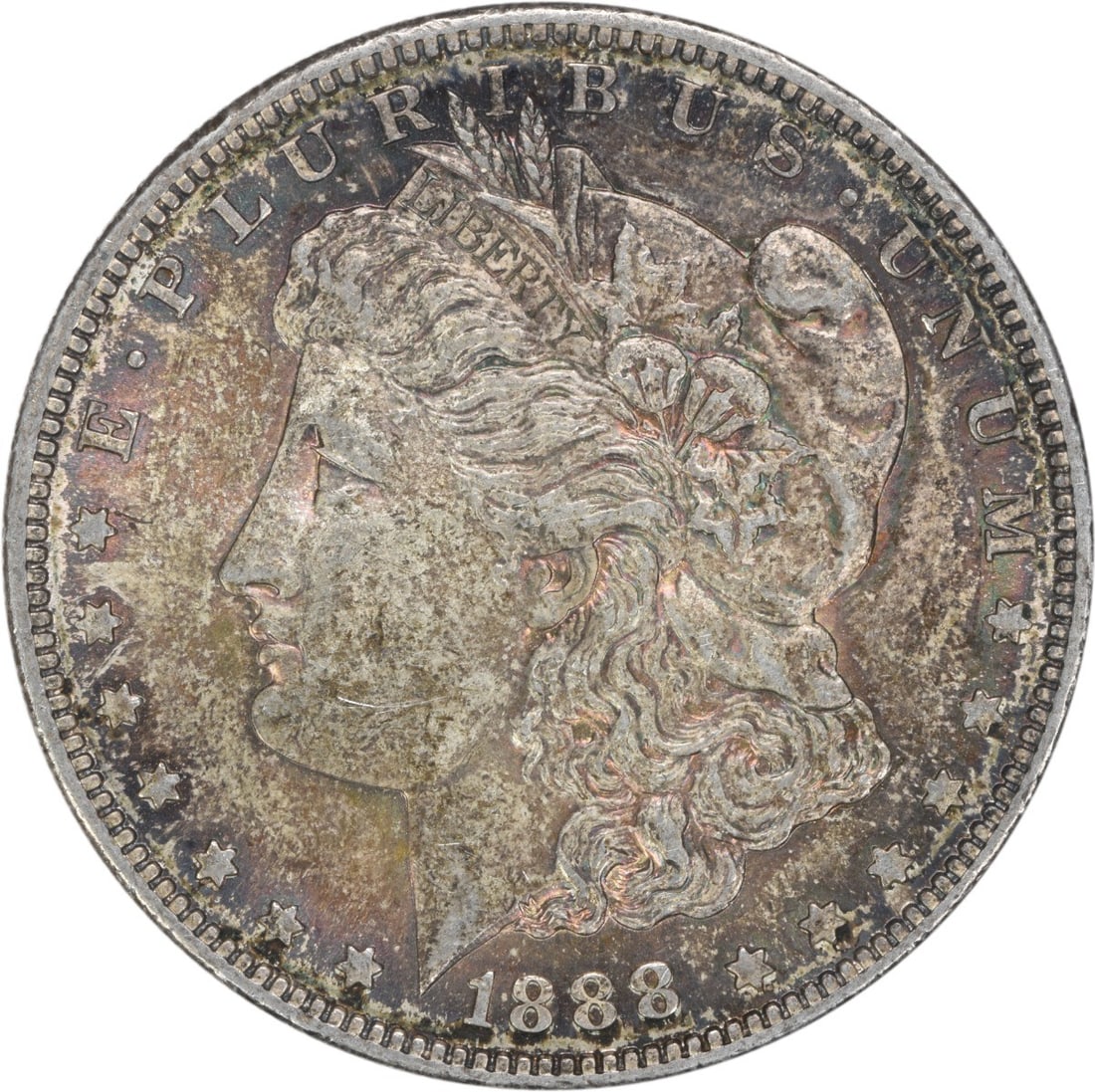 1888-S Morgan Silver Dollar AU Uncertified 90% Silver Coin: 1888-S Morgan Silver Dollar AU Uncertified 90% Silver Coin This 1888-S Morgan Silver Dollar is a remarkable piece of numismatic history, showcasing the artistry of designer George T. Morgan. It featur
