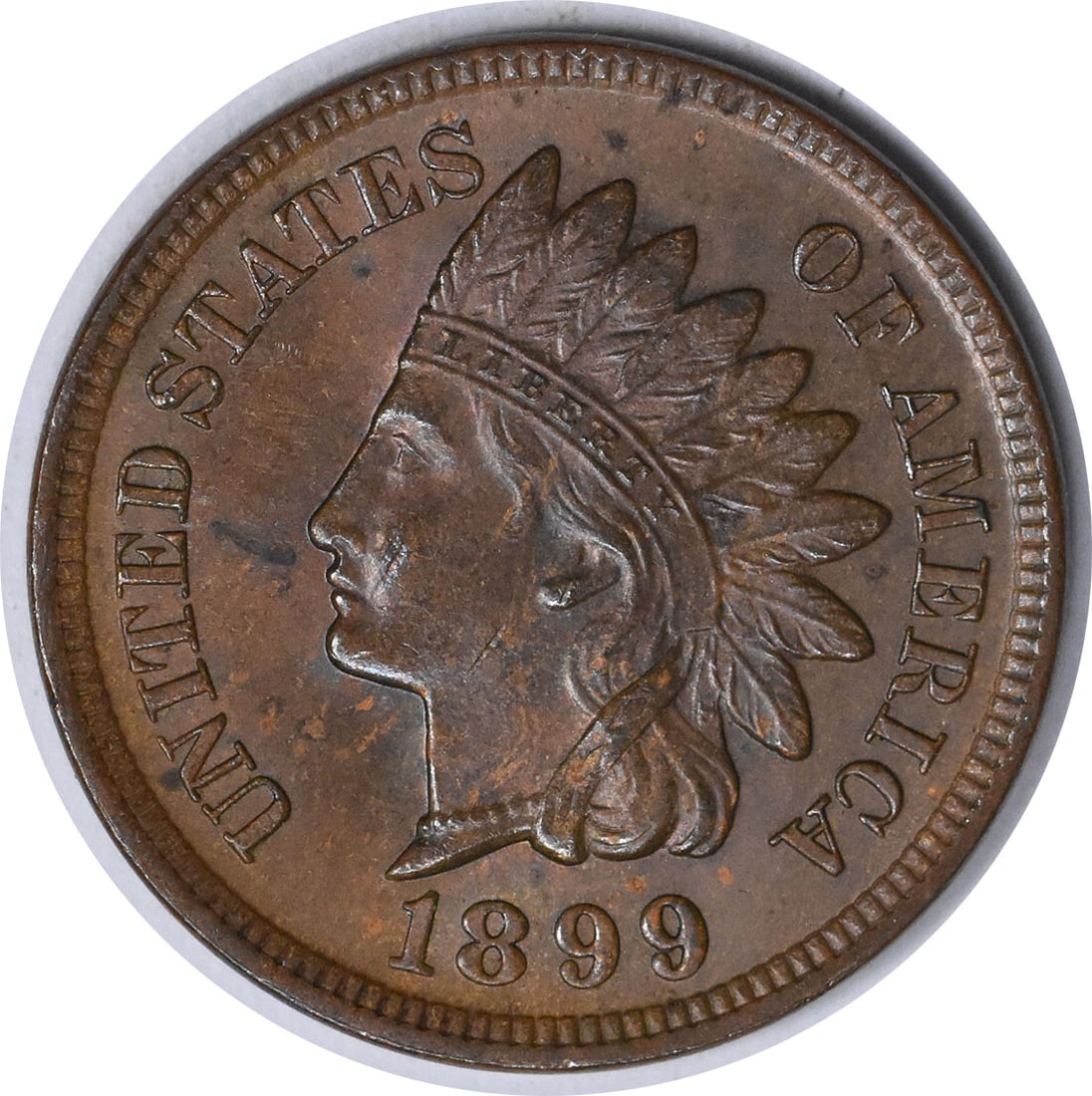 Uncertified 1899 Indian Head Cent RPD S-16 Choice Brilliant Uncirculated: Uncertified 1899 Indian Head Cent RPD S-16 Choice Brilliant Uncirculated This 1899 Indian Head Cent is a small cent composed of copper and remains uncertified. It is classified as Choice BU, indicatin