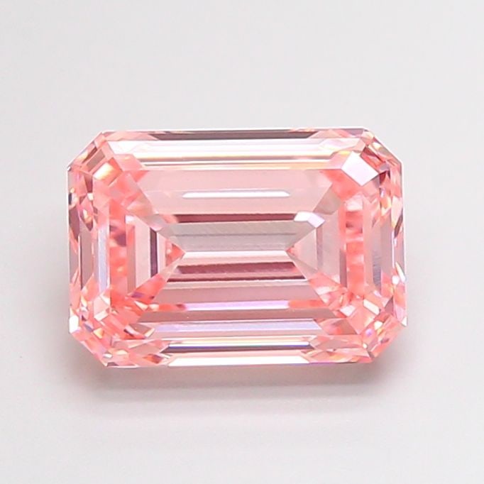Loose Diamond - EMERALD 4.1ct Fancy Vivid Pink VS1: Loose Diamond - EMERALD 4.1ct Fancy Vivid Pink VS1 Source: This is a real non-mined Diamond that has been grown in a lab Shape: EMERALD Carats: 4.1 Color: Fancy Vivid Pink Certification: IGI Video: