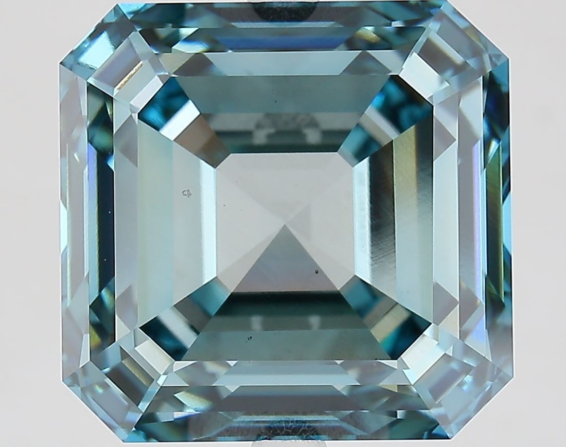 Loose Diamond - SQUARE EMERALD 13.72ct Fancy Intense Green Blue VS1: Loose Diamond - SQUARE EMERALD 13.72ct Fancy Intense Green Blue VS1 Source: This is a real non-mined Diamond that has been grown in a lab Shape: SQUARE EMERALD Carats: 13.72 Color: Fancy Intense Green