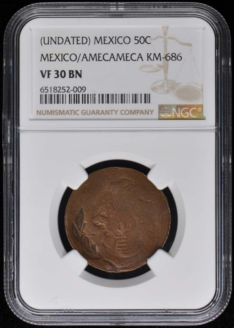 Mexico Revolution 50C Centavos Amecameca KM-686 NGC VF30 Coin: Mexico Revolution 50C Centavos Amecameca KM-686 NGC VF30 Coin This Mexico Revolution 50 Centavos coin, from Amecameca, is a remarkable historical piece. It has been certified by NGC with a grade of VF