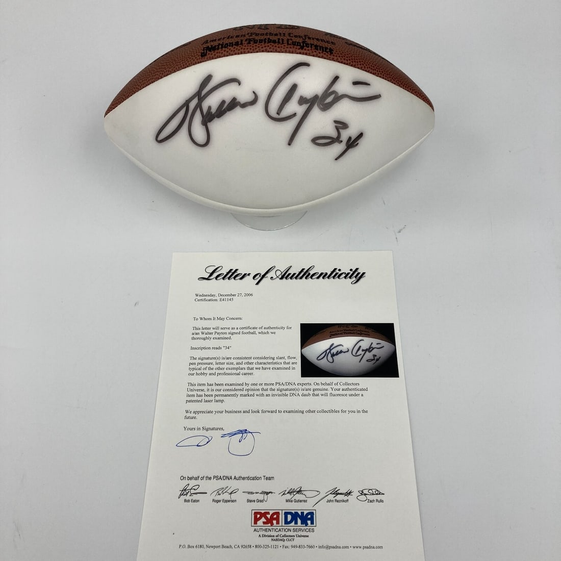 Walter Payton Signed NFL Football Chicago Bears PSA DNA Certified: Walter Payton Signed NFL Football Chicago Bears PSA DNA Certified This is a Walter Payton signed Wilson Official NFL Football, a must-have collectible for any football fan. Authenticated by Profession