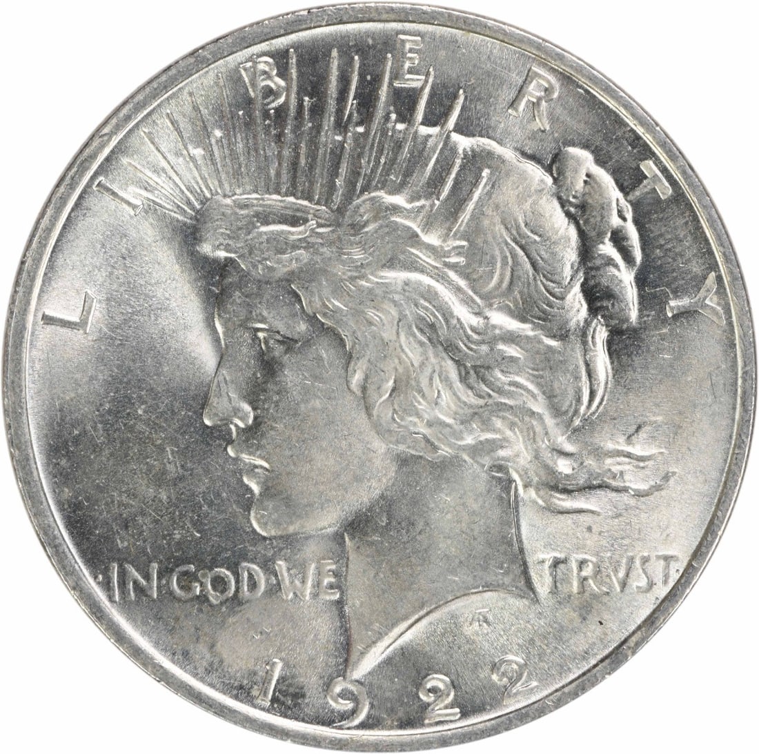1922 Peace Silver Dollar Choice BU Uncertified Coin: 1922 Peace Silver Dollar Choice BU Uncertified Coin This 1922 Peace Silver Dollar is a stunning collector's item, featuring a beautiful design representative of the Peace Dollar series. It is in Choic
