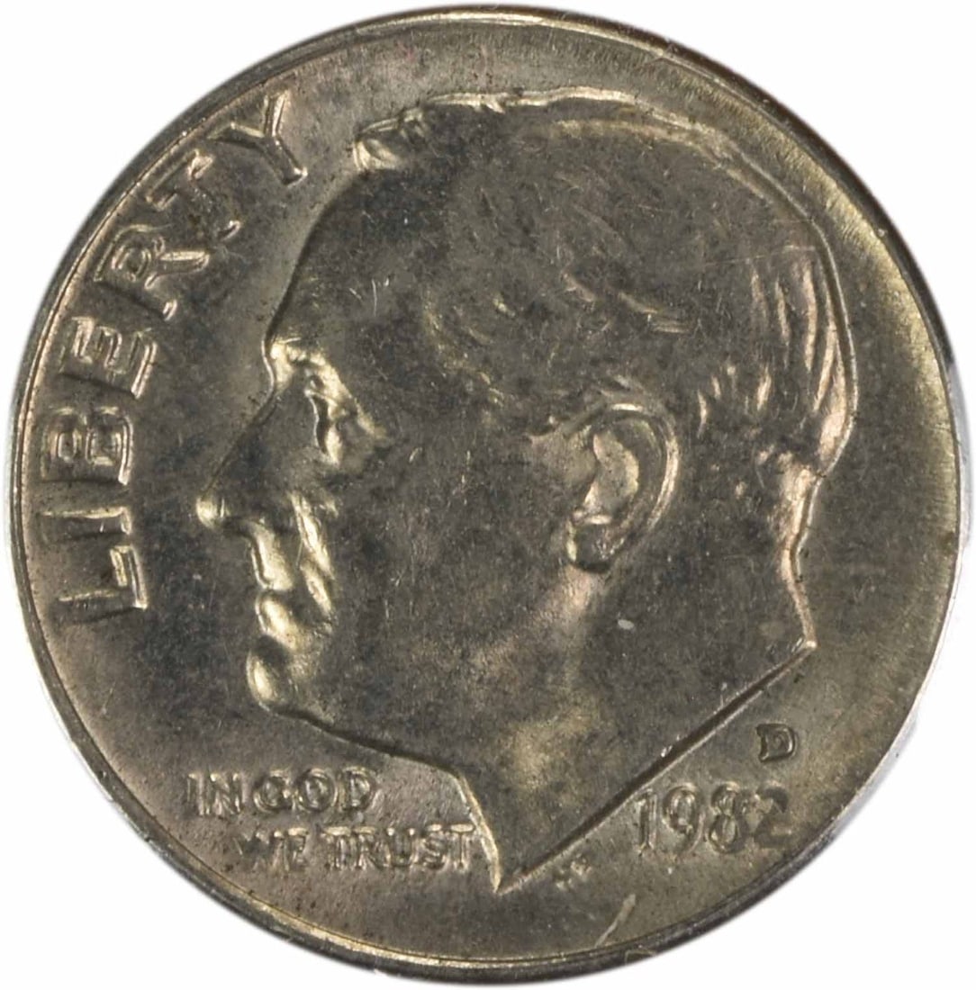 1982-D Roosevelt Dime WRPM 1 D in Trust AU Denver Mint: 1982-D Roosevelt Dime WRPM 1 D in Trust AU Denver Mint This 1982-D Roosevelt Dime is a great addition for any coin collector. It features a vibrant design by John R. Sinnock and is composed of 75% cop