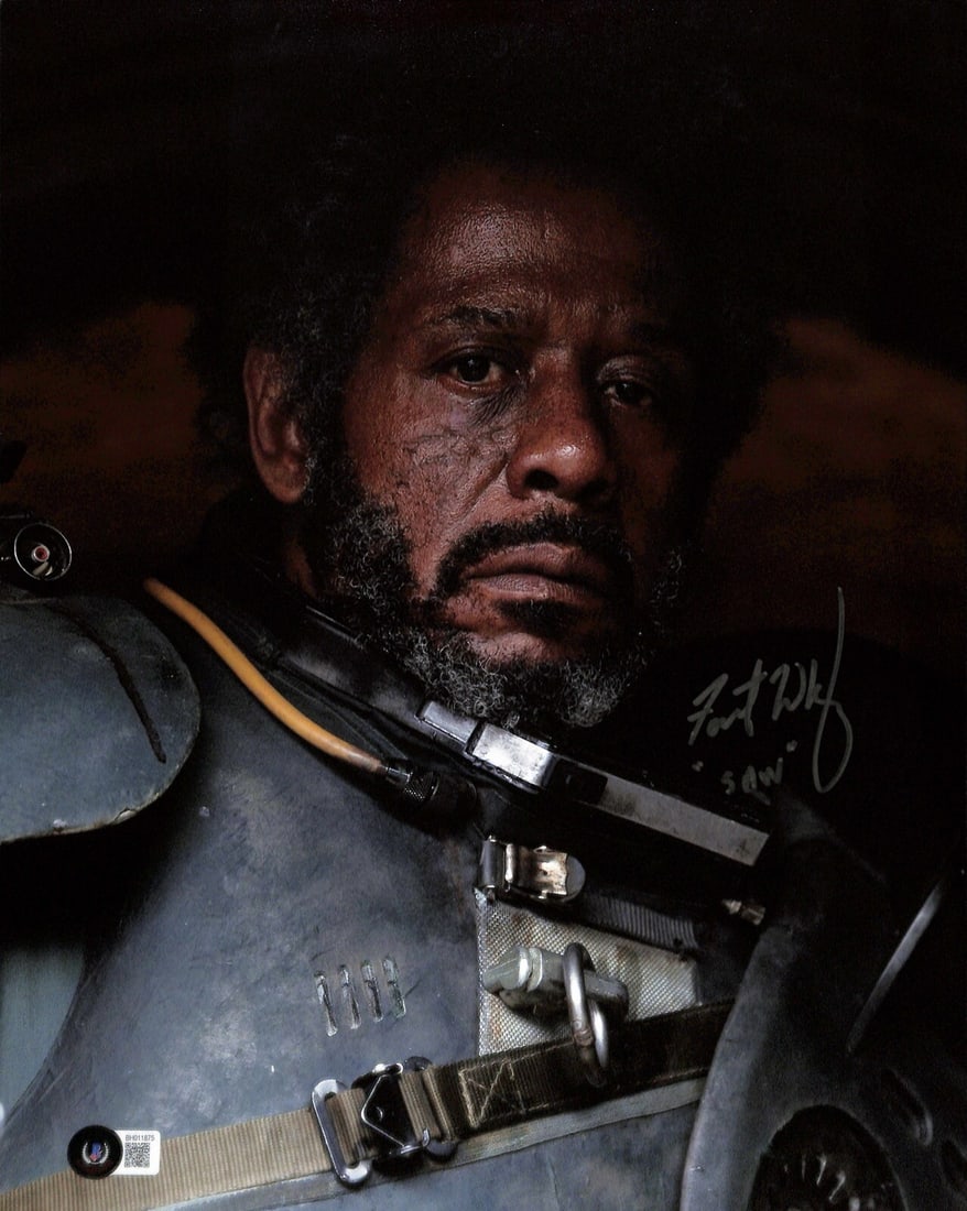 Forest Whitaker Signed 11x14 Photo as Saw Gerrera Beckett Certified: Forest Whitaker Signed 11x14 Photo as Saw Gerrera Beckett Certified This stunning 11x14 photograph features Forest Whitaker as Saw Gerrera from Star Wars: Rogue One, capturing a memorable moment from