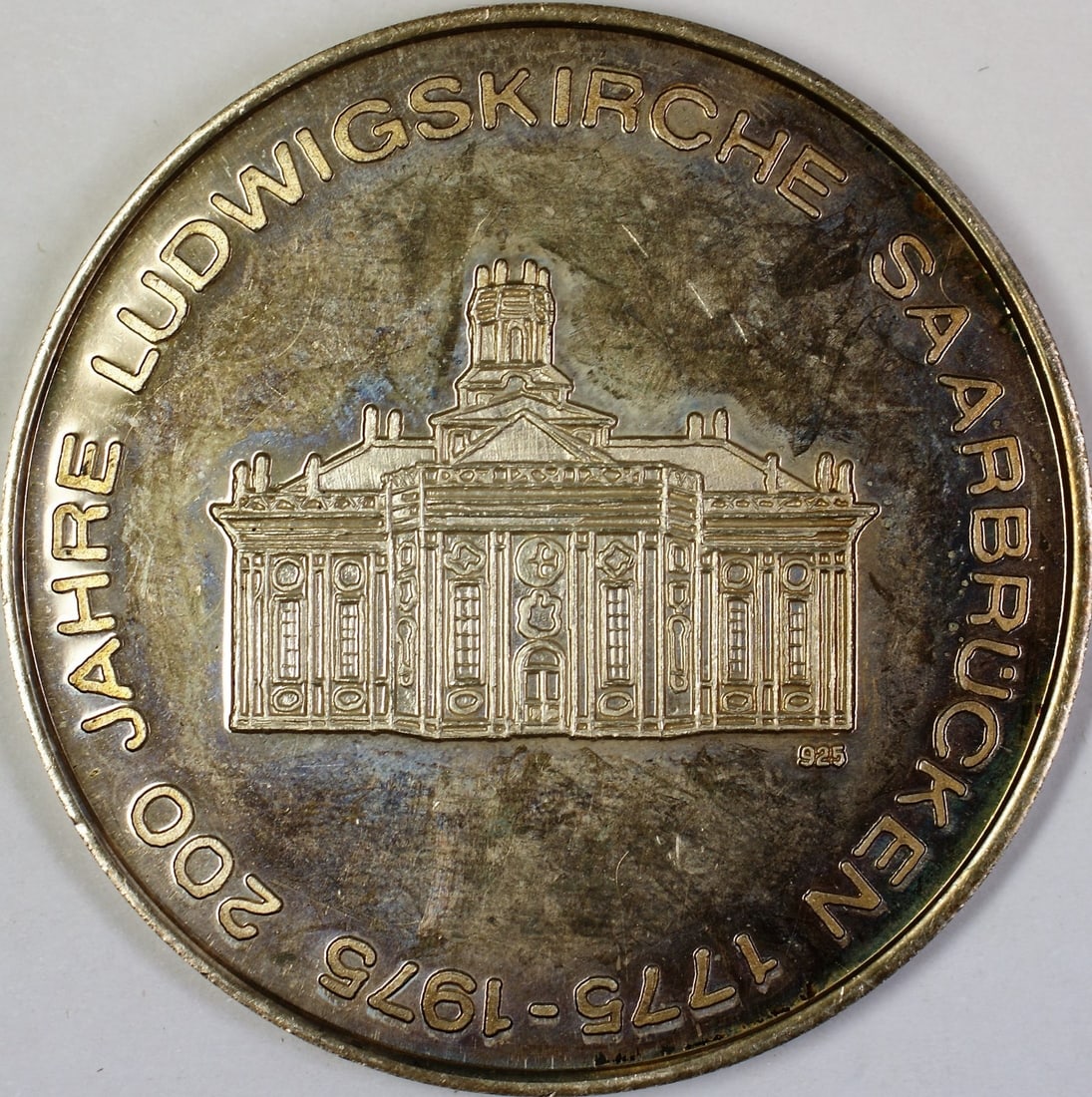 Gem Proof 1975 Silver Ludwigskirche Taler Medal from Germany Nicely Toned: Gem Proof 1975 Silver Ludwigskirche Taler Medal from Germany Nicely Toned This 1975 Ludwigskirche German Taler silver medal is a gem proof piece featuring attractive toning. Struck in Germany, the med