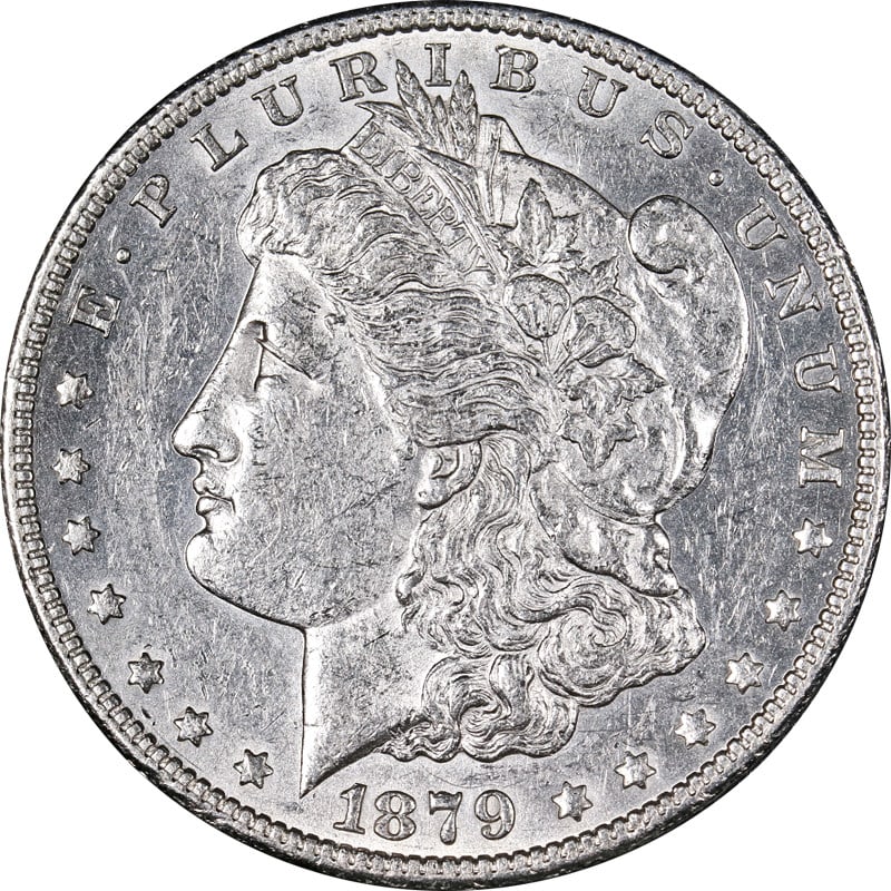 Choice AU or BU 1879 San Francisco Morgan Silver Dollar Reverse 78 Variety: Choice AU or BU 1879 San Francisco Morgan Silver Dollar Reverse 78 Variety This 1879-S Rev 78 Morgan Silver Dollar features impressive eye appeal, notable luster, and a well-defined strike. The coin d