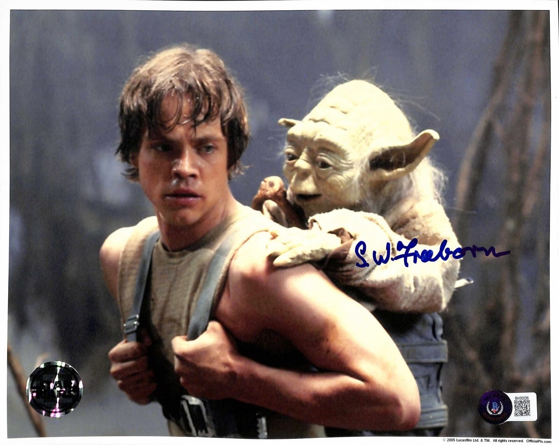 8x10 Star Wars Yoda Photograph Autographed by Stuart Freeborn Beckett Authenticated: 8x10 Star Wars Yoda Photograph Autographed by Stuart Freeborn Beckett Authenticated This is an original 8x10 photograph signed by Stuart Freeborn, the renowned creator of Yoda from the Star Wars trilo