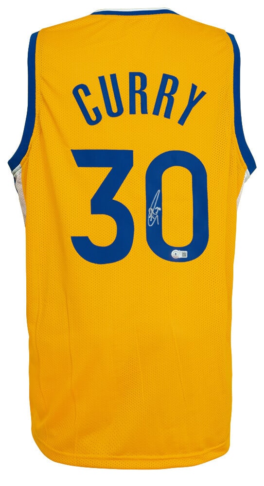 Stephen Curry Signed Yellow Custom Jersey Beckett COA Golden State Warriors: Stephen Curry Signed Yellow Custom Jersey Beckett COA Golden State Warriors Celebrate the legacy of Stephen Curry with this signed yellow custom basketball jersey. This original piece is a tribute to