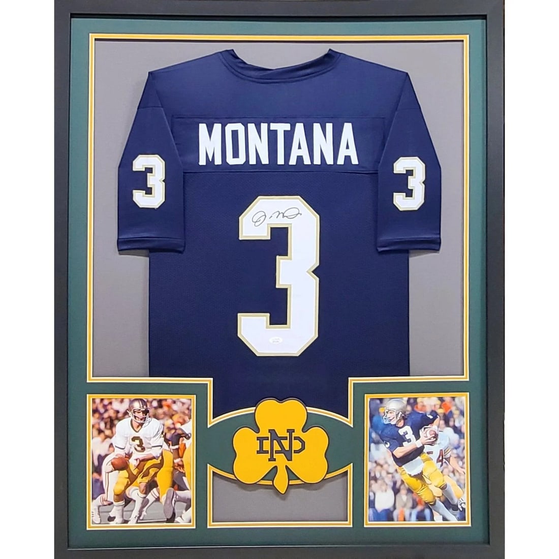Joe Montana Signed Framed Jersey with JSA Authentication: Joe Montana Signed Framed Jersey with JSA Authentication This autographed Joe Montana framed jersey is a must-have for any football fan and collector. Authenticated by JSA, a leader in sports memorabi