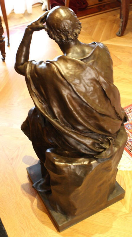 19th Century P Dubois Large Bronze Philosopher Statue by F Barbedienne - 9