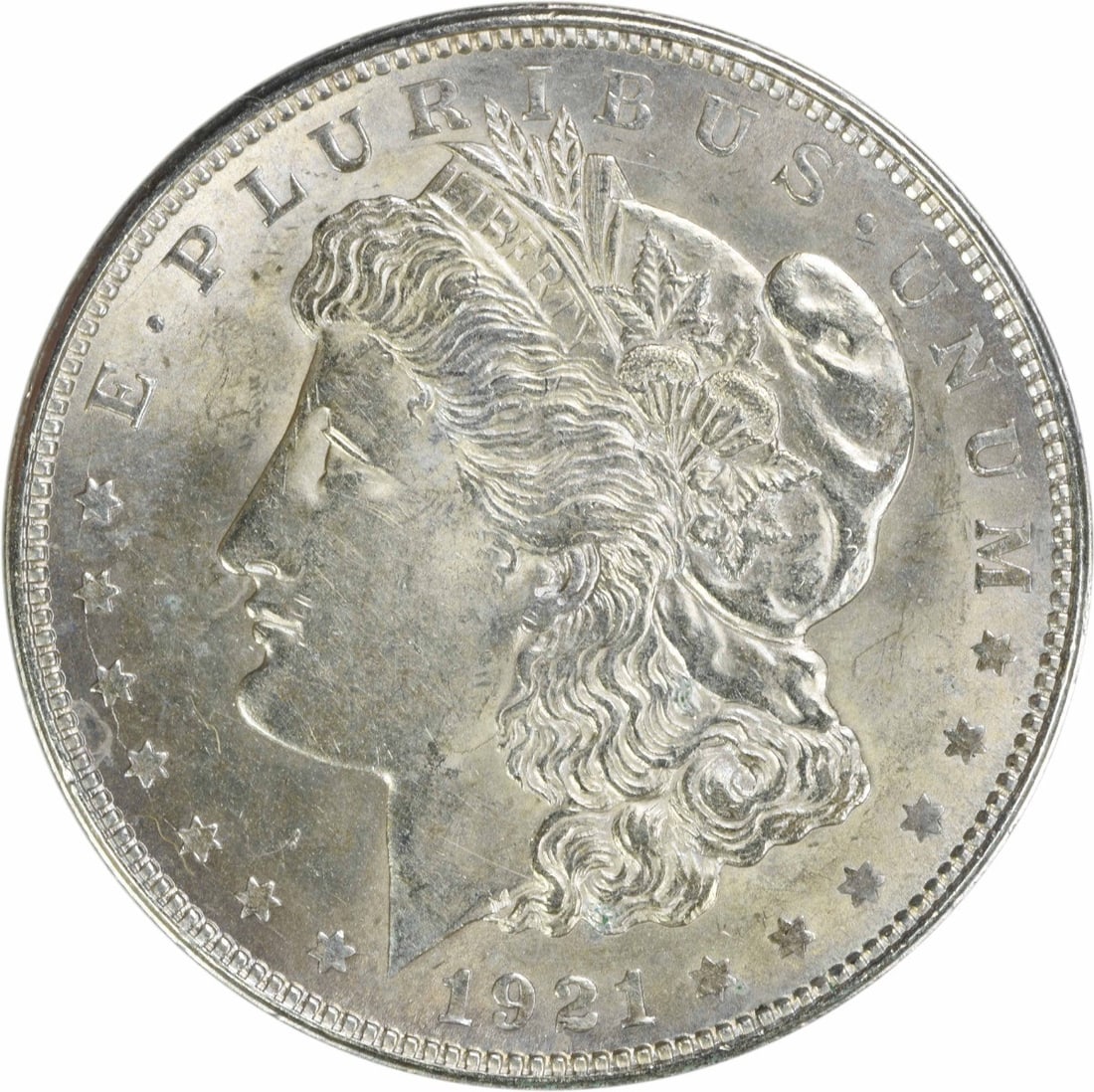 1921 Morgan Silver Dollar BU Uncertified Silver Coin: 1921 Morgan Silver Dollar BU Uncertified Silver Coin This 1921 Morgan Silver Dollar is an uncirculated coin, showcasing its brilliant uncirculated (BU) condition. Struck in silver, it features no mint