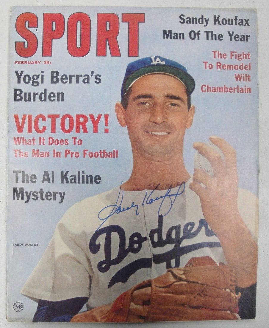 Sandy Koufax Autographed Sport Magazine Dodgers JSA Certified: Sandy Koufax Autographed Sport Magazine Dodgers JSA Certified This unique collectible features a complete sports magazine hand-signed by baseball legend Sandy Koufax, showcasing his prestigious career