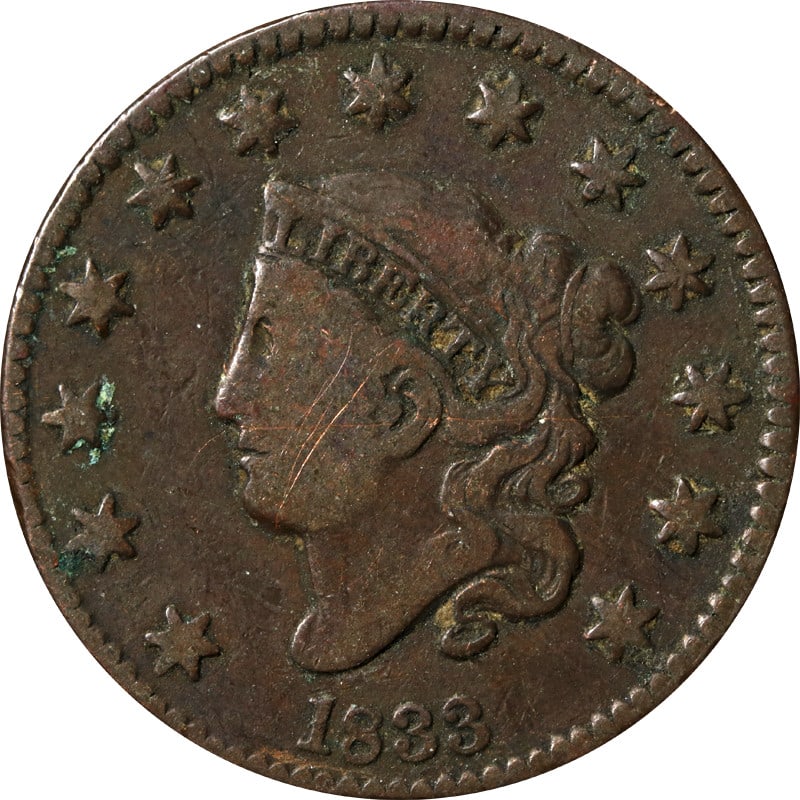 1833 United States Copper Large Cent Coin Circulated (1 of 2)
