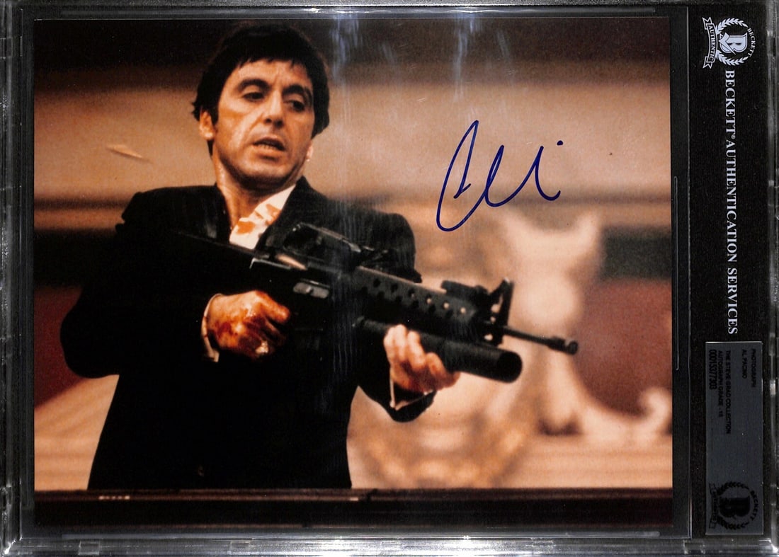 8x10 Photograph Signed by Al Pacino as Tony Montana Scarface Beckett 10: 8x10 Photograph Signed by Al Pacino as Tony Montana Scarface Beckett 10 This is an autographed 8x10 photograph signed by Al Pacino as Tony Montana from the movie Scarface. The autograph was obtained i