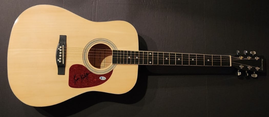 Kris Kristofferson Autographed Acoustic Guitar Beckett Certified: Kris Kristofferson Autographed Acoustic Guitar Beckett Certified This authentic acoustic guitar is signed by legendary musician Kris Kristofferson, making it a must-have for fans and collectors alike.