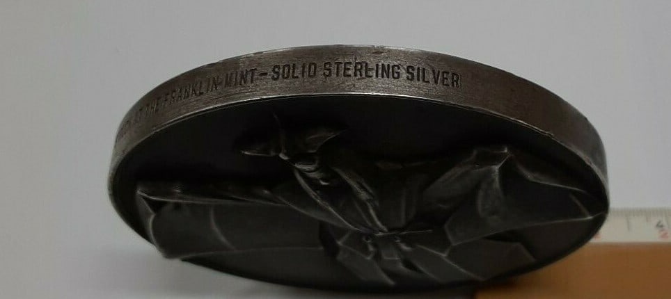 Sterling Silver Samurai Medal 6.6oz 1972 Matsuoka Design - 4