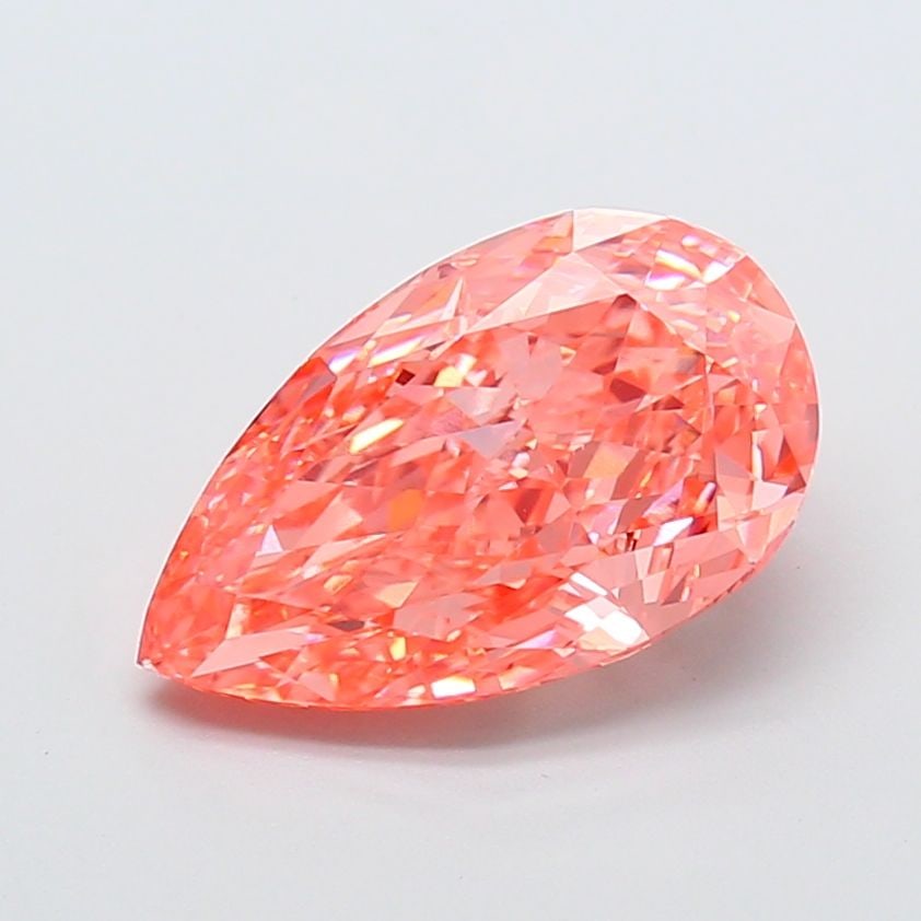 Loose Diamond - PEAR 4.94ct Fancy Vivid Pink VVS2: Loose Diamond - PEAR 4.94ct Fancy Vivid Pink VVS2 Source: This is a real non-mined Diamond that has been grown in a lab Shape: PEAR Carats: 4.94 Color: Fancy Vivid Pink Certification: IGI Video: