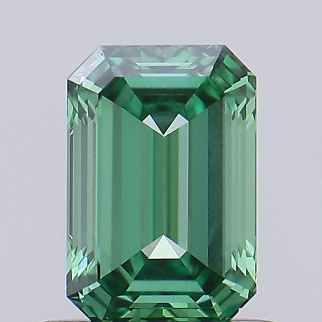Loose Diamond - EMERALD 0.62ct Fancy Vivid Green VVS2: Loose Diamond - EMERALD 0.62ct Fancy Vivid Green VVS2 Source: This is a real non-mined Diamond that has been grown in a lab Shape: EMERALD Carats: 0.62 Color: Fancy Vivid Green Certification: IGI Vide