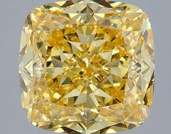 Loose Diamond - CUSHION MODIFIED 3.59ct Fancy Vivid Yellow VVS2: Loose Diamond - CUSHION MODIFIED 3.59ct Fancy Vivid Yellow VVS2 Source: This is a real non-mined Diamond that has been grown in a lab Shape: CUSHION MODIFIED Carats: 3.59 Color: Fancy Vivid Yellow Cer