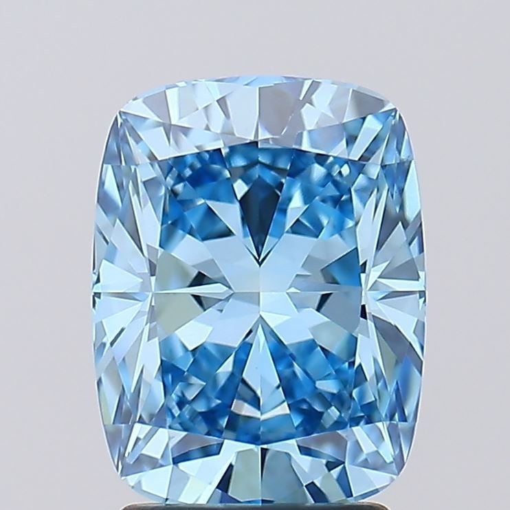 Loose Diamond - CUSHION BRILLIANT 2.59ct Fancy Vivid Blue VVS2: Loose Diamond - CUSHION BRILLIANT 2.59ct Fancy Vivid Blue VVS2 Source: This is a real non-mined Diamond that has been grown in a lab Shape: CUSHION BRILLIANT Carats: 2.59 Color: Fancy Vivid Blue Certi
