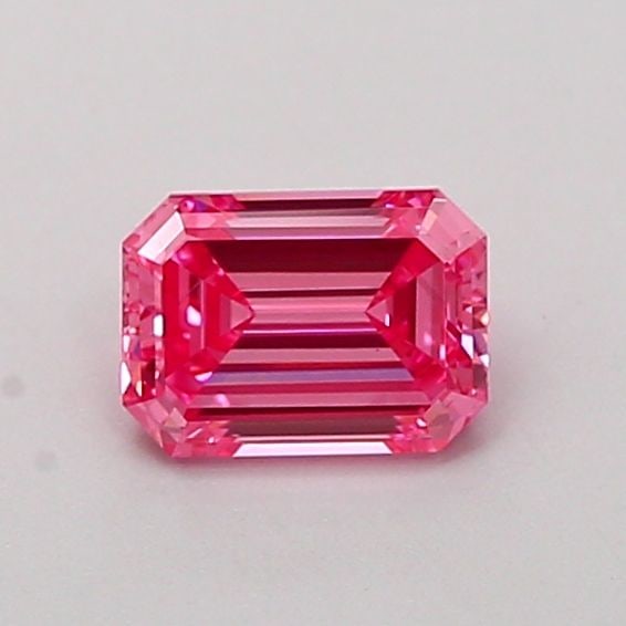 Loose Diamond - EMERALD 0.52ct Fancy Vivid Pink VS2: Loose Diamond - EMERALD 0.52ct Fancy Vivid Pink VS2 Source: This is a real non-mined Diamond that has been grown in a lab Shape: EMERALD Carats: 0.52 Color: Fancy Vivid Pink Certification: IGI Video: