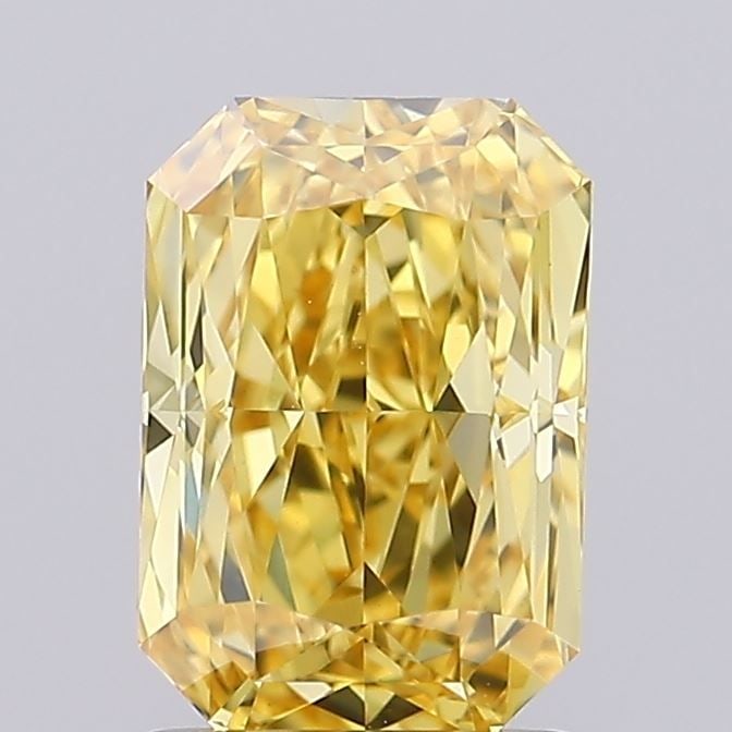 Loose Diamond - RADIANT 1.35ct Fancy Vivid Yellow VS1: Loose Diamond - RADIANT 1.35ct Fancy Vivid Yellow VS1 Source: This is a real non-mined Diamond that has been grown in a lab Shape: RADIANT Carats: 1.35 Color: Fancy Vivid Yellow Certification: IGI Vid
