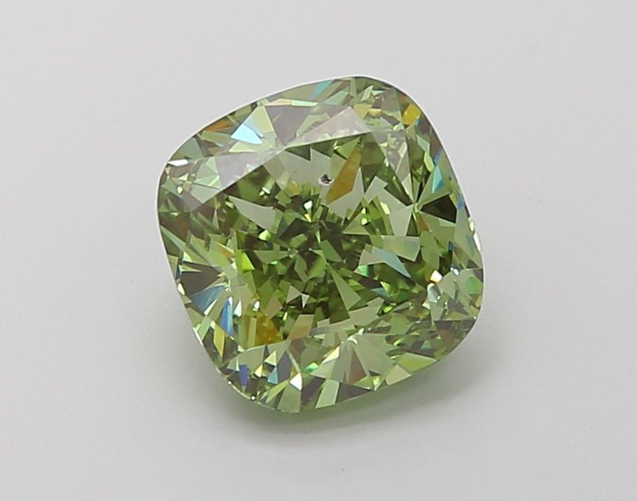 Loose Diamond - CUSHION BRILLIANT 3.01ct Fancy Vivid Green VS2: Loose Diamond - CUSHION BRILLIANT 3.01ct Fancy Vivid Green VS2 Source: This is a real non-mined Diamond that has been grown in a lab Shape: CUSHION BRILLIANT Carats: 3.01 Color: Fancy Vivid Green Cert