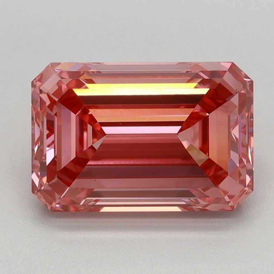 Loose Diamond - EMERALD 2.08ct Fancy Vivid Pink VS2: Loose Diamond - EMERALD 2.08ct Fancy Vivid Pink VS2 Source: This is a real non-mined Diamond that has been grown in a lab Shape: EMERALD Carats: 2.08 Color: Fancy Vivid Pink Certification: IGI Video: