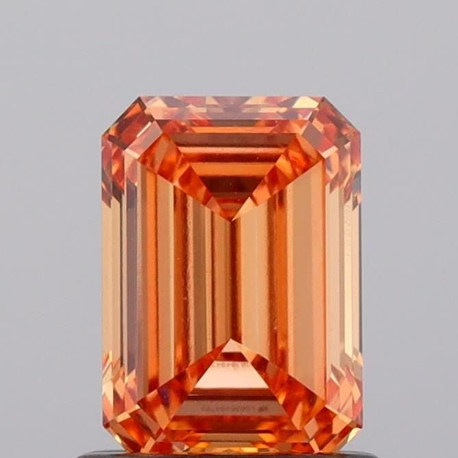 Loose Diamond - EMERALD 1.02ct Fancy Vivid Pinkish Orange VS1: Loose Diamond - EMERALD 1.02ct Fancy Vivid Pinkish Orange VS1 Source: This is a real non-mined Diamond that has been grown in a lab Shape: EMERALD Carats: 1.02 Color: Fancy Vivid Pinkish Orange Certif