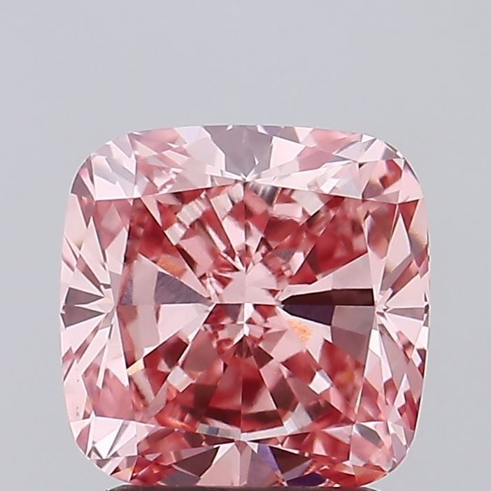 Loose Diamond - CUSHION BRILLIANT 2.1ct Fancy Vivid Pink VVS2: Loose Diamond - CUSHION BRILLIANT 2.1ct Fancy Vivid Pink VVS2 Source: This is a real non-mined Diamond that has been grown in a lab Shape: CUSHION BRILLIANT Carats: 2.1 Color: Fancy Vivid Pink Certifi
